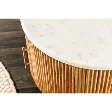 Invicta Stolik kawowy TRES CHIC naturalne mango marmurowy blat Ø 60 x40 cm / 45753