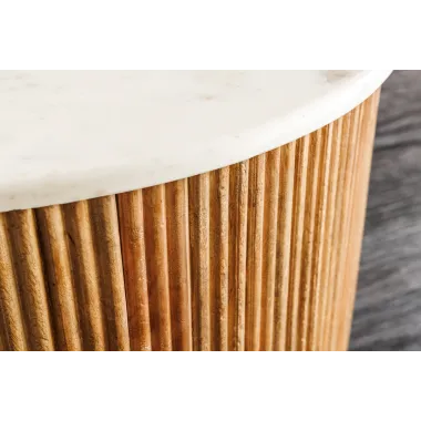 Invicta Stolik kawowy TRES CHIC naturalne mango marmurowy blat Ø 60 x40 cm / 45753