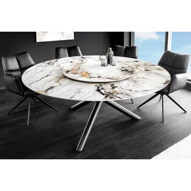 Invicta Stół do jadalni SPIN ceramiczny wielokolorowy marmuru Ø 150 x 76cm / 46422
