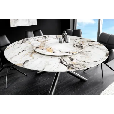 Invicta Stół do jadalni SPIN ceramiczny wielokolorowy marmuru Ø 150 x 76cm / 46422