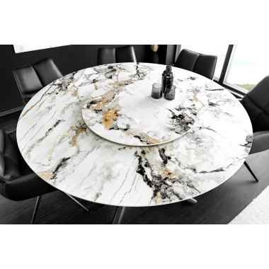 Invicta Stół do jadalni SPIN ceramiczny wielokolorowy marmuru Ø 150 x 76cm / 46422