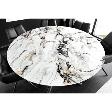 Invicta Stół do jadalni SPIN ceramiczny wielokolorowy marmuru Ø 150 x 76cm / 46422