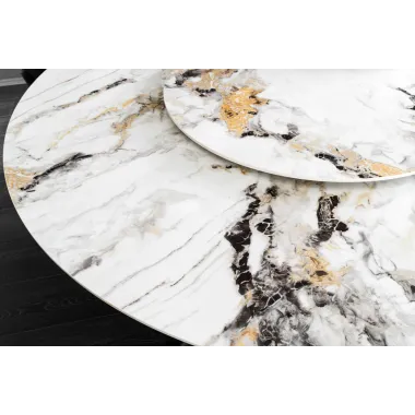 Invicta Stół do jadalni SPIN ceramiczny wielokolorowy marmuru Ø 150 x 76cm / 46422