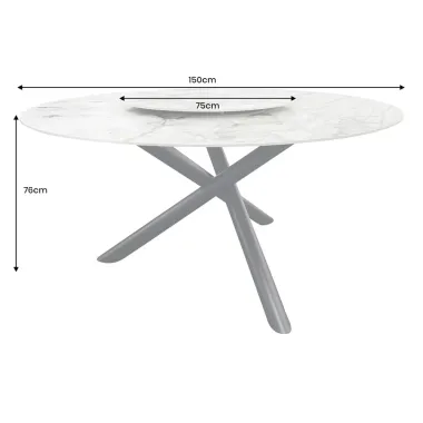 Invicta Stół do jadalni SPIN ceramiczny wielokolorowy marmuru Ø 150 x 76cm / 46422