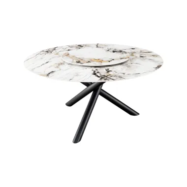 Invicta Stół do jadalni SPIN ceramiczny wielokolorowy marmuru Ø 150 x 76cm / 46422