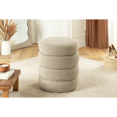 Invicta Pufa VOQUE bouclé taupe Ø 41 x 49cm / 46685