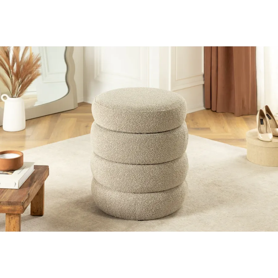 Invicta Pufa VOQUE bouclé taupe Ø 41 x 49cm / 46685