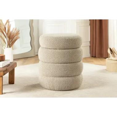 Invicta Pufa VOQUE bouclé taupe Ø 41 x 49cm / 46685