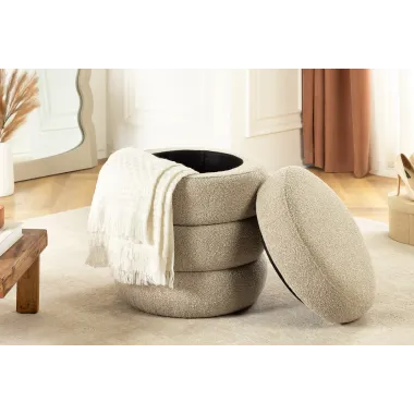 Invicta Pufa VOQUE bouclé taupe Ø 41 x 49cm / 46685