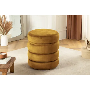 Invicta Pufa VOQUE musztardowo żółty aksamit Ø 41 x 49cm / 46693