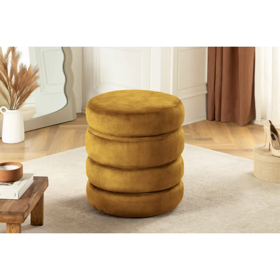 Invicta Pufa VOQUE musztardowo żółty aksamit Ø 41 x 49cm / 46693