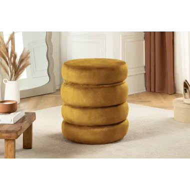 Invicta Pufa VOQUE musztardowo żółty aksamit Ø 41 x 49cm / 46693