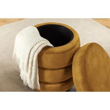 Invicta Pufa VOQUE musztardowo żółty aksamit Ø 41 x 49cm / 46693