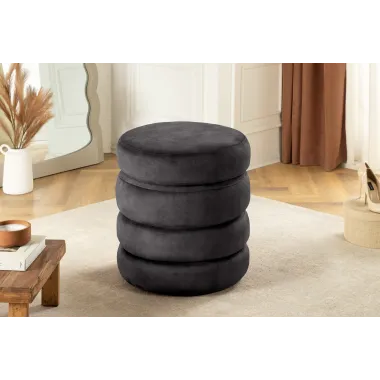 Invicta Pufa VOQUE szary aksamit Ø 41 x 49cm / 46689