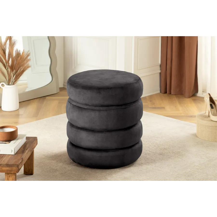 Invicta Pufa VOQUE szary aksamit Ø 41 x 49cm / 46689