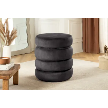 Invicta Pufa VOQUE szary aksamit Ø 41 x 49cm / 46689