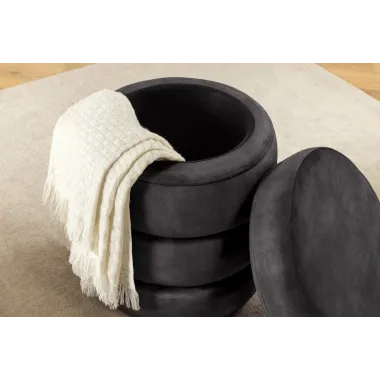 Invicta Pufa VOQUE szary aksamit Ø 41 x 49cm / 46689