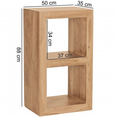 WOHNLING standing shelving hardwood Acacia 88 cm high 2 shelves design wooden shelf natural product table country style