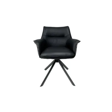 Invicta Krzesło obrotowe LE GRAND 180° czarne z podłokietnikami w skórze 68 x 87 x 68cm / 46988