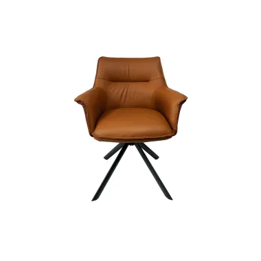 Invicta Krzesło obrotowe LE GRAND 180° brązowe z podłokietnikami w skórze 68 x 87 x 68cm / 46989