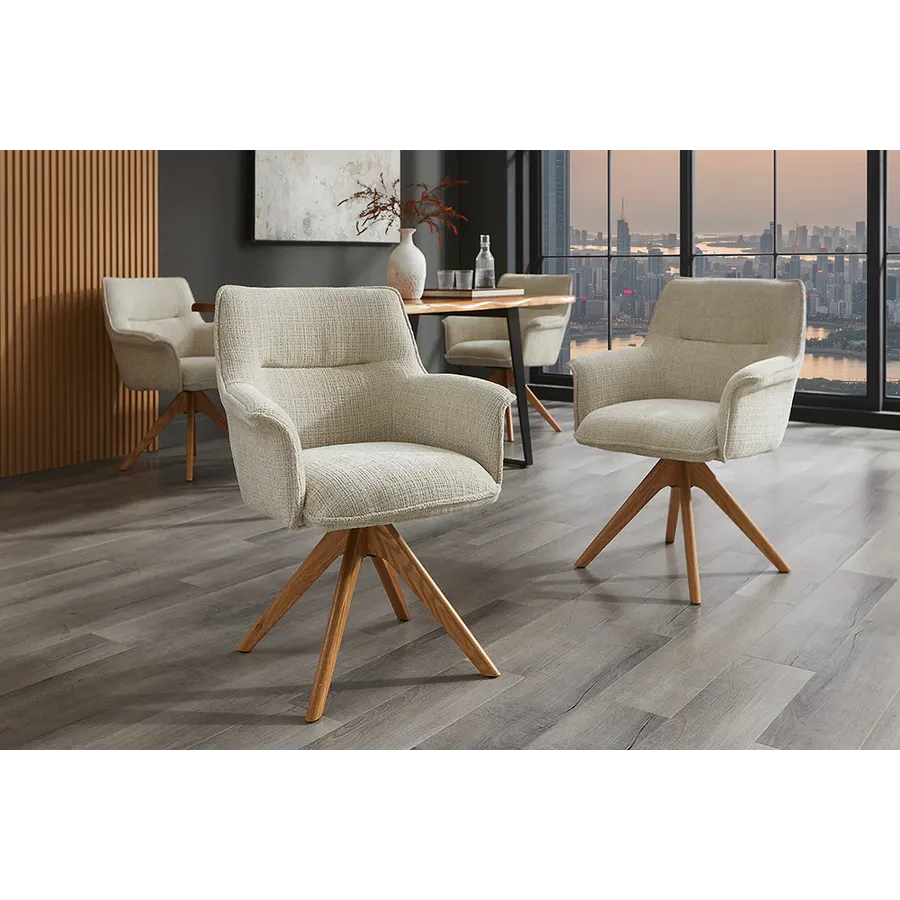 Invicta Krzesło obrotowe LE GRAND 180° beżowe z podłokietnikami chenille 68 x 87 x 68cm / 47475