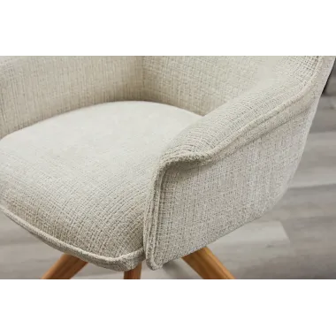 Invicta Krzesło obrotowe LE GRAND 180° beżowe z podłokietnikami chenille 68 x 87 x 68cm / 47475