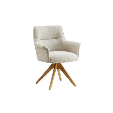 Invicta Krzesło obrotowe LE GRAND 180° beżowe z podłokietnikami chenille 68 x 87 x 68cm / 47475