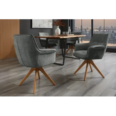 Invicta Krzesło obrotowe LE GRAND 180° szare z podłokietnikami chenille 68 x 87 x 68cm / 47476