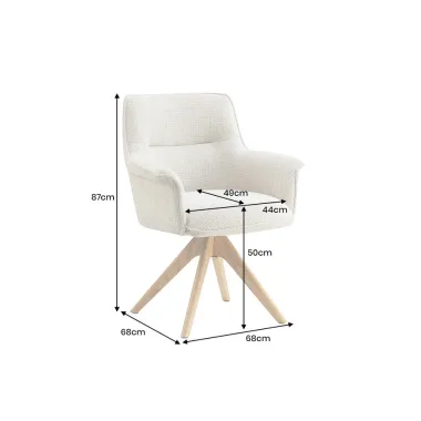 Invicta Krzesło obrotowe LE GRAND 180° szare z podłokietnikami chenille 68 x 87 x 68cm / 47476