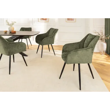 Invicta Krzesło obrotowe AVIGNON 360°z podłokietnikami zielony chenille 58 x 85 x 55cm / 45472