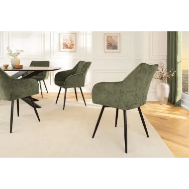 Invicta Krzesło obrotowe AVIGNON 360°z podłokietnikami zielony chenille 58 x 85 x 55cm / 45472