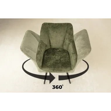 Invicta Krzesło obrotowe AVIGNON 360°z podłokietnikami zielony chenille 58 x 85 x 55cm / 45472