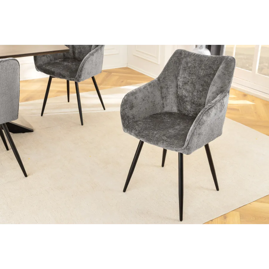 Invicta Krzesło obrotowe AVIGNON 360°z podłokietnikami szary chenille 58 x 85 x 55cm / 45469