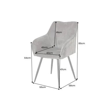 Invicta Krzesło obrotowe AVIGNON 360°z podłokietnikami szary chenille 58 x 85 x 55cm / 45469