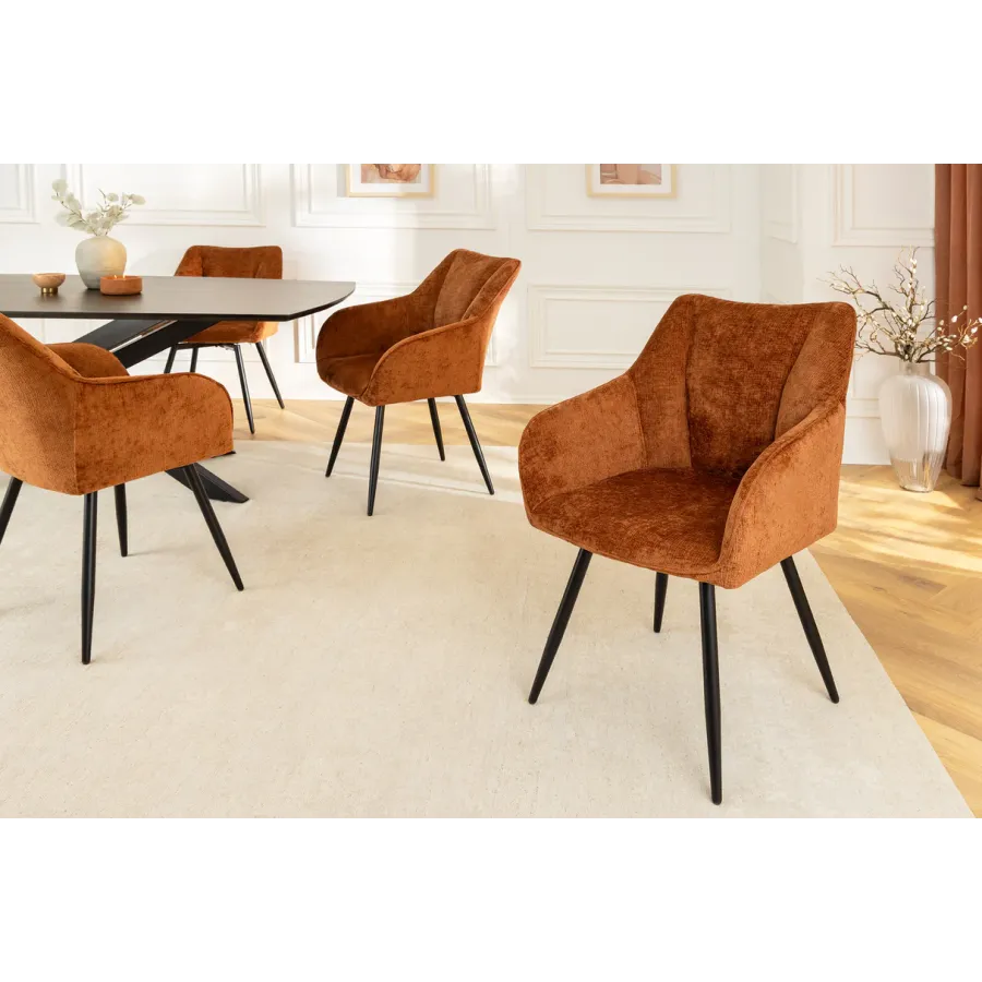 Invicta Krzesło obrotowe AVIGNON 360° z podłokietnikami brązowy chenille 58 x 85 x 55cm / 45471