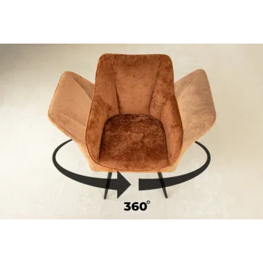 Invicta Krzesło obrotowe AVIGNON 360° z podłokietnikami brązowy chenille 58 x 85 x 55cm / 45471