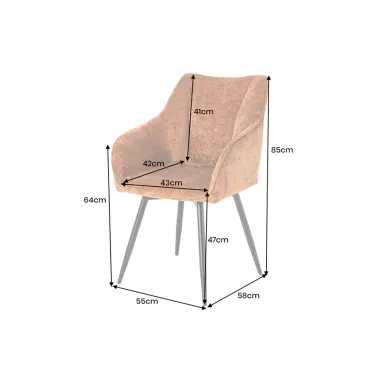 Invicta Krzesło obrotowe AVIGNON 360° z podłokietnikami brązowy chenille 58 x 85 x 55cm / 45471