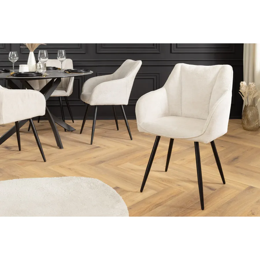 Invicta Krzesło obrotowe AVIGNON 360° z podłokietnikami beżowy chenille 58 x 85 x 55cm / 45470