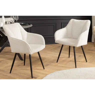 Invicta Krzesło obrotowe AVIGNON 360° z podłokietnikami beżowy chenille 58 x 85 x 55cm / 45470