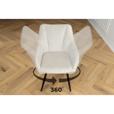 Invicta Krzesło obrotowe AVIGNON 360° z podłokietnikami beżowy chenille 58 x 85 x 55cm / 45470