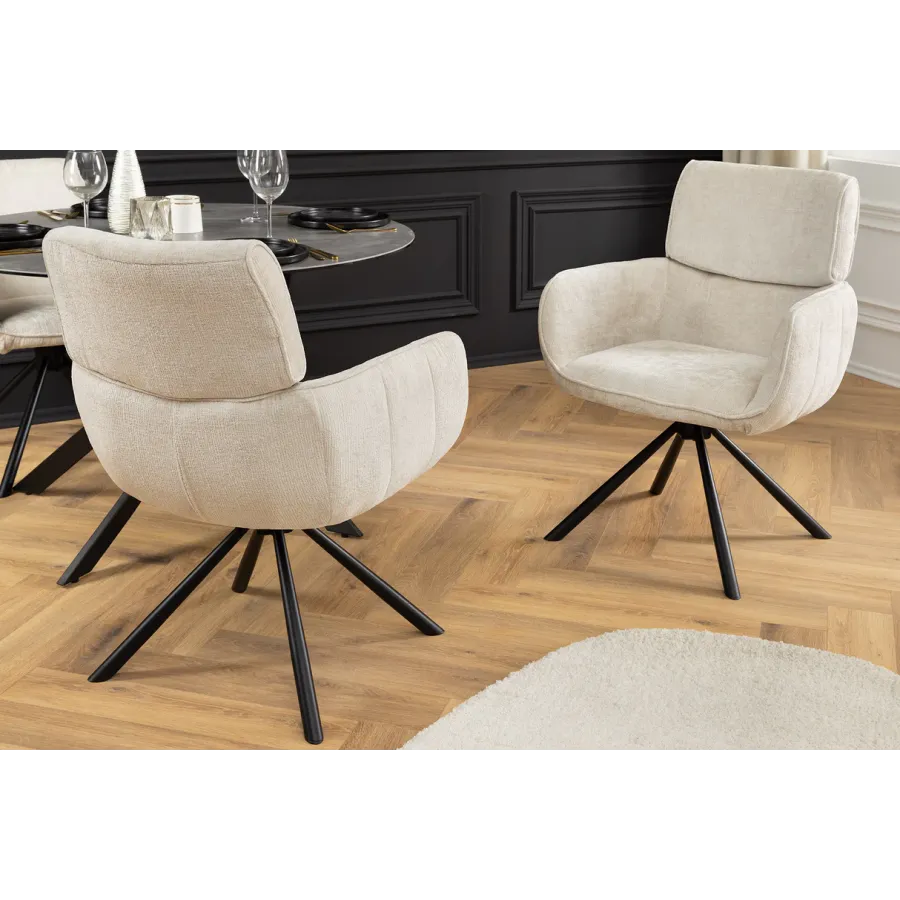 Invicta Krzesło obrotowe UNIQUE 180°z podłokietnikami szampańska tkanina szenilowa 64 x 84 x 61cm / 46322