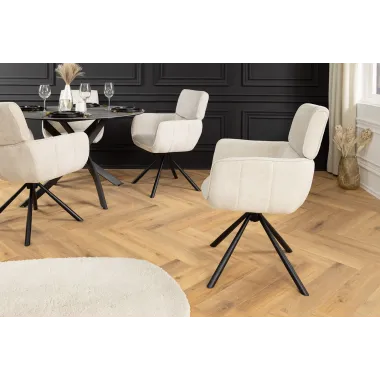 Invicta Krzesło obrotowe UNIQUE 180°z podłokietnikami szampańska tkanina szenilowa 64 x 84 x 61cm / 46322