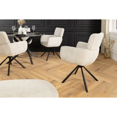 Invicta Krzesło obrotowe UNIQUE 180°z podłokietnikami szampańska tkanina szenilowa 64 x 84 x 61cm / 46322