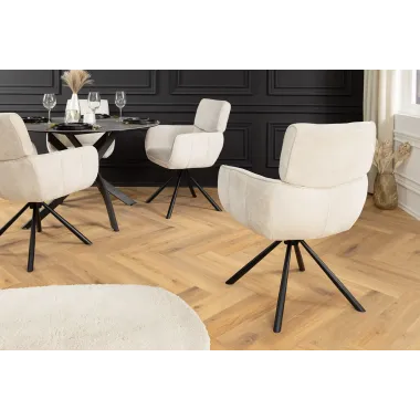 Invicta Krzesło obrotowe UNIQUE 180°z podłokietnikami szampańska tkanina szenilowa 64 x 84 x 61cm / 46322