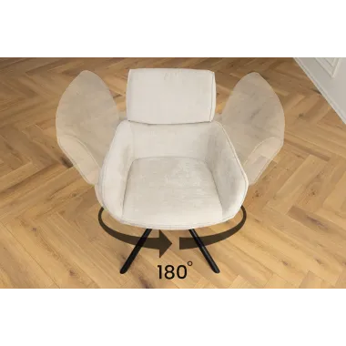 Invicta Krzesło obrotowe UNIQUE 180°z podłokietnikami szampańska tkanina szenilowa 64 x 84 x 61cm / 46322
