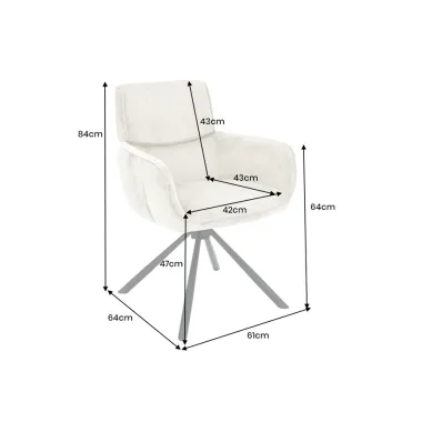 Invicta Krzesło obrotowe UNIQUE 180°z podłokietnikami szampańska tkanina szenilowa 64 x 84 x 61cm / 46322