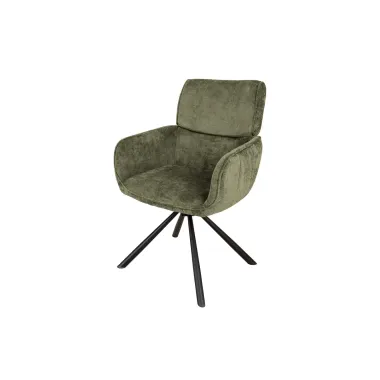 Invicta Krzesło obrotowe UNIQUE 180°z podłokietnikami zielona tkanina szenilowa 64 x 84 x 61cm / 46320