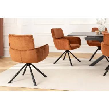 Invicta Krzesło obrotowe UNIQUE 180°z podłokietnikami rdzawy brąz tkanina szenilowa 64 x 84 x 61cm / 46319