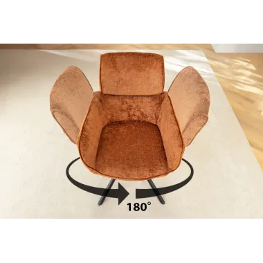 Invicta Krzesło obrotowe UNIQUE 180°z podłokietnikami rdzawy brąz tkanina szenilowa 64 x 84 x 61cm / 46319