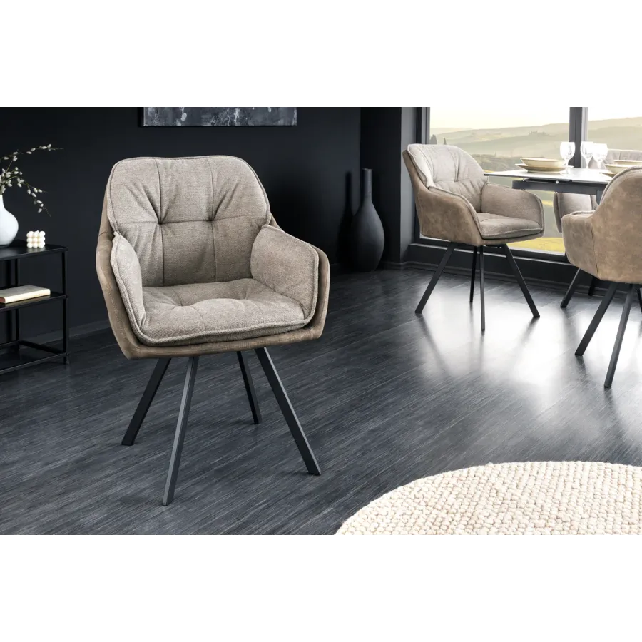 Invicta Krzesło obrotowe LOUNGER taupe z podłokietnikami 63cm / 41662